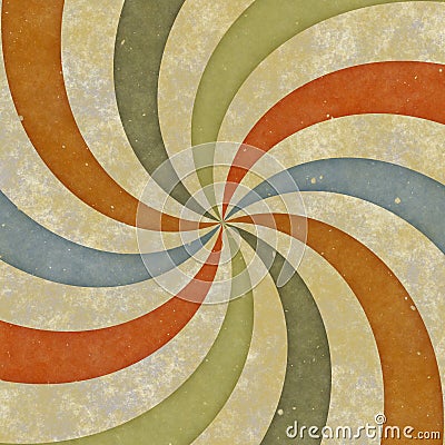 Sixties style grungy sunburst swirl Stock Photo