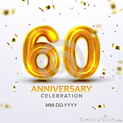 Sixtieth Anniversary Celebration Number Vector Vector Illustration