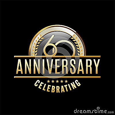 60th Anniversary emblem. Anniversary badge Vector Illustration