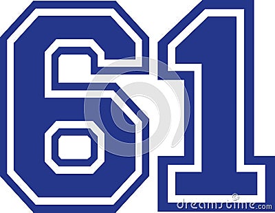 Sixty-one college number 61 Vector Illustration