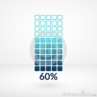 Sixty percent square chart isolated symbol. Percentage vector icon for finance, business Vector Illustration