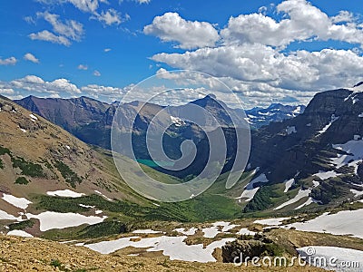 Siyeh Pass view toward Saint Mary Lake Stock Photo