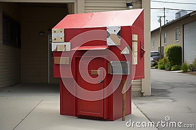 Sizable Parcel carton box at the entrance door. Generate ai Stock Photo