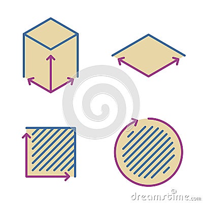 Size, area, square concept icons. Measuring and dimension symbol Vector Illustration