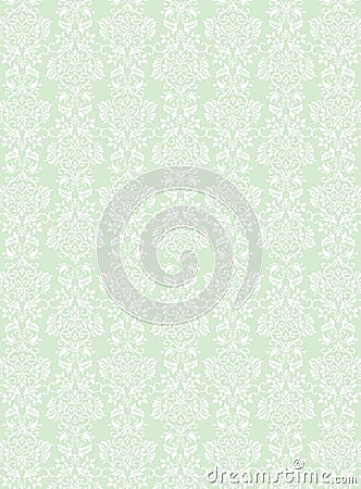 Elegant white flowers pattern textured green wallpaper background Vector Illustration