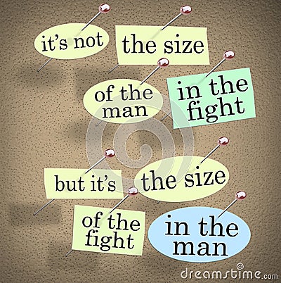 Size of the Fight in the Man Saying Bulletin Board Stock Photo
