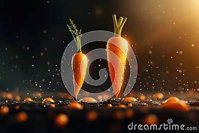 Size Matters: Big and Small Carrots Concept for Self-Esteem and Confidence Stock Photo