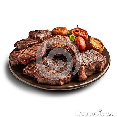 Sizzling Argentinean Asado: Grilled Meat on a Plate . Stock Photo