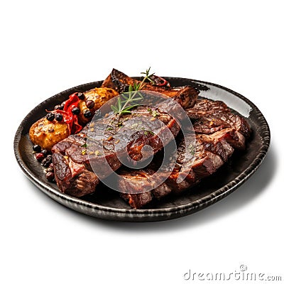 Sizzling Argentinean Asado: Grilled Meat on a Plate . Stock Photo