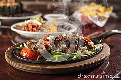 Sizzling beef fajita platter Stock Photo