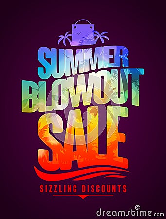 Sizzling discounts, summer blowout sale text design Vector Illustration