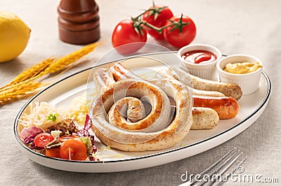 Sizzling and Savory: Delicious Grilled Sausage Stock Photo