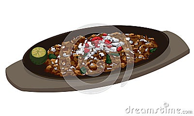 Sizzling sisig dish Philippines exotic food Vector Illustration