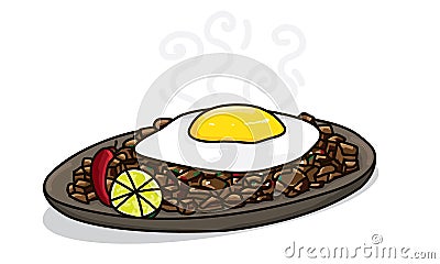 Sizzling sisig dish Philippines exotic food Vector Illustration