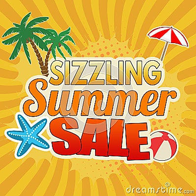 Sizzling summer sale advertising poster design Vector Illustration