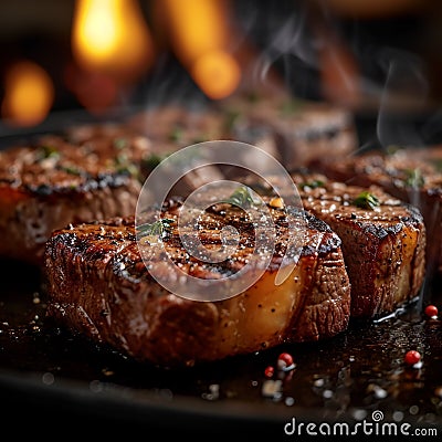 Sizzling veal, BBQ steak, meaty delight, grilled perfection, barbecue Stock Photo