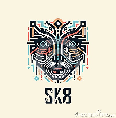 SK8, Skateboard subculture T-shirt design Stock Photo