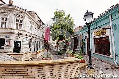 Skadarlija Bohemian Historic Street in Belgrade Editorial Stock Photo