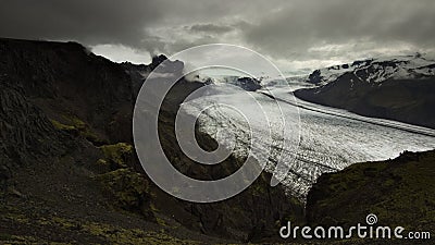 Skaftafellsjokull glacier with clouds above. Stock Photo