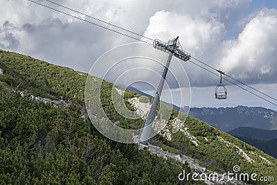 Skalnate pleso, High Tatra mountains Cableway from Tatranska Lomnica village to station Skalnate pleso Stock Photo