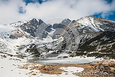 Skalnate pleso, lake in Tatra mountains in winter Stock Photo