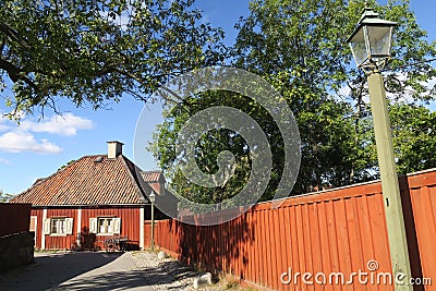 Typical Swedish Architecture shown at Skansen Outdoor Museum Stock Photo