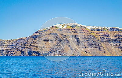 Imerovigli village and Skaros Rock at Santorini island panorama Greece Stock Photo