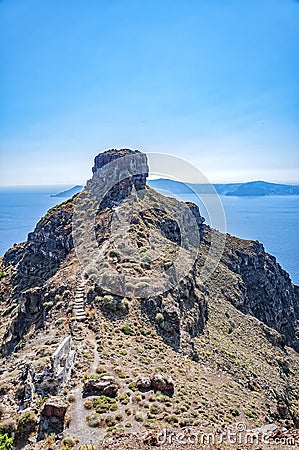Skaros Rock on Santorini Stock Photo