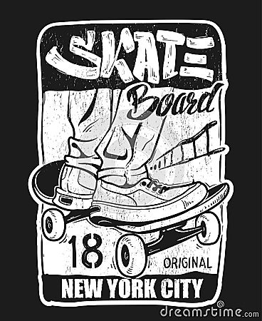 Skate board typography, t-shirt graphics, vectors. Vector Illustration