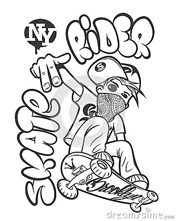 Skate rider t-shirt graphics Vector Illustration