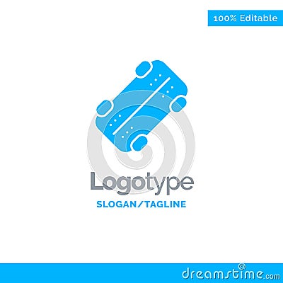 Skate, Skateboard, Sport Blue Solid Logo Template. Place for Tagline Vector Illustration
