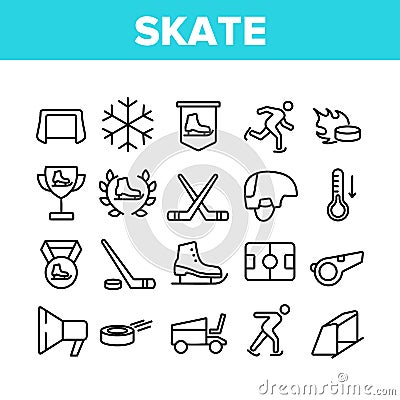 Skate Sport Equipment Collection Icons Set Vector Vector Illustration