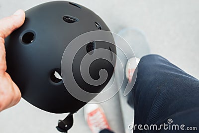 Skateboard halmet. Head protection from injoury Stock Photo