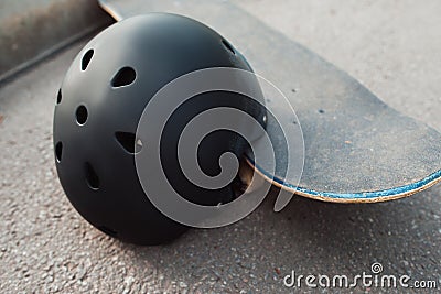 Skateboard halmet. Head protection from injoury Stock Photo