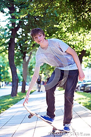Skateboard jump Stock Photo