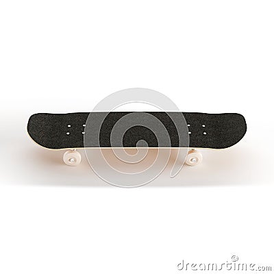 the skateboard is on top of a wooden table with white wheels Stock Photo