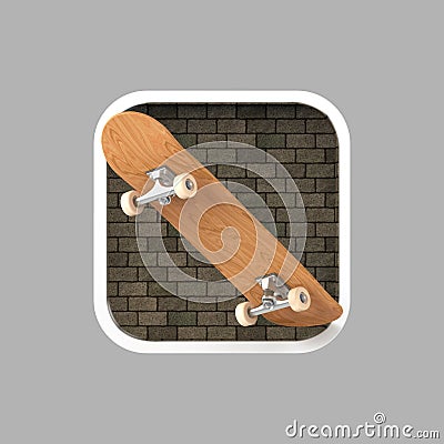 Skateboard on rounded square realistic high resolution render. user interface icon Stock Photo
