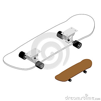 Skateboard structure. Board for skiing specification circuit. Tr Vector Illustration