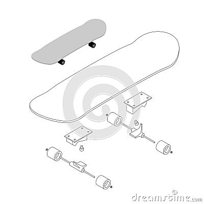 Skateboard structure. Board for skiing specification circuit. Tr Vector Illustration