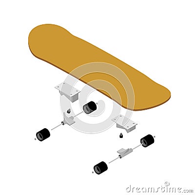 Skateboard structure. Board for skiing specification circuit. Vector Illustration