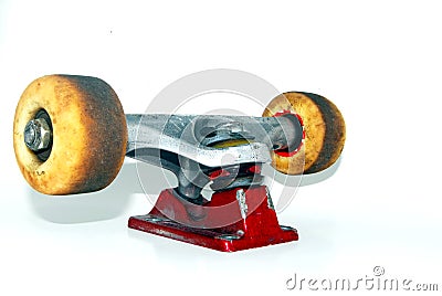 Skateboard truck and wheels Stock Photo