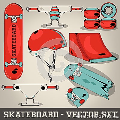 Skateboard Vector Set Vector Illustration