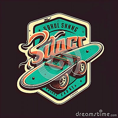 Skateboard vintage color logo Stock Photo