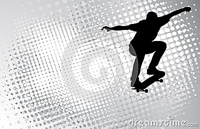 Skateboarder on the abstract background Vector Illustration