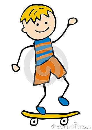 Skateboarder, happy boy, sports child, vector illustration, eps. Vector Illustration