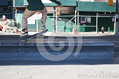 Skateboarder on new york streets Stock Photo