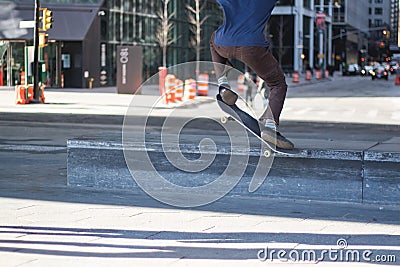 Skateboarder on new york streets Stock Photo