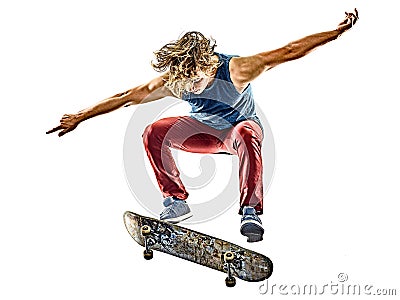 Skateboarder young teenager man isolated Stock Photo