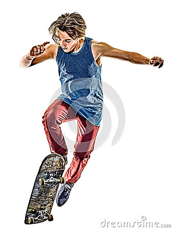 Skateboarder young teenager man isolated Stock Photo