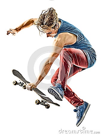 Skateboarder young teenager man isolated Stock Photo